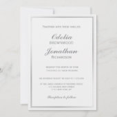 Einfache elegante Silver Frame & Gray Wedding Einladung (Vorderseite)