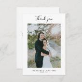 Einfache, elegante Skript-Foto Hochzeit Dankeschön Dankeskarte (Vorne/Hinten)