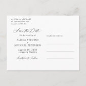 Einfache, elegante Skript-Foto Hochzeit speichern Ankündigungspostkarte (Rückseite)