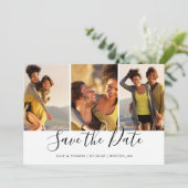 Einfache elegante Skript-Fotocollage Save The Date (Stehend Vorderseite)