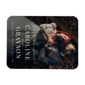 Einfache elegante Skript-Typografie Foto-Hochzeit Magnet (Horizontal)