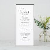 Einfache elegante Skript-Typografie-Hochzeit Menükarte (Stehend Vorderseite)