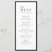 Einfache elegante Skript-Typografie-Hochzeit Menükarte (Vorderseite)