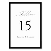 Einfache elegante Skript-Typografie-Hochzeit Tischnummer (Vorderseite)
