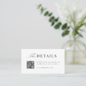 Einfache elegante Skript-Typografie QR-Code-Detail Platzkarte (Stehend Vorderseite)