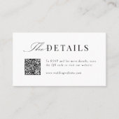 Einfache elegante Skript-Typografie QR-Code-Detail Platzkarte (Vorderseite)