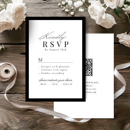 Einfache elegante Skript-Typografie-QR-Code-Hochze RSVP Karte