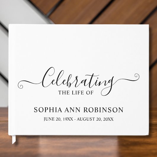 Einfache, elegante Skriptbeerdigung Memorial Keepa Gästebuch