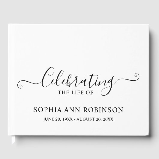 Einfache, elegante Skriptbeerdigung Memorial Keepa Gästebuch (Vorderseite)