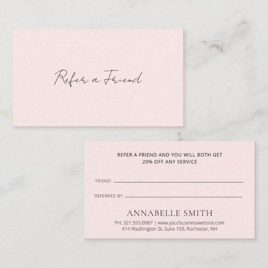 Einfache, elegante Skripte Minimalistisch Modernes Empfehlungskarte (Vorne/Hinten)