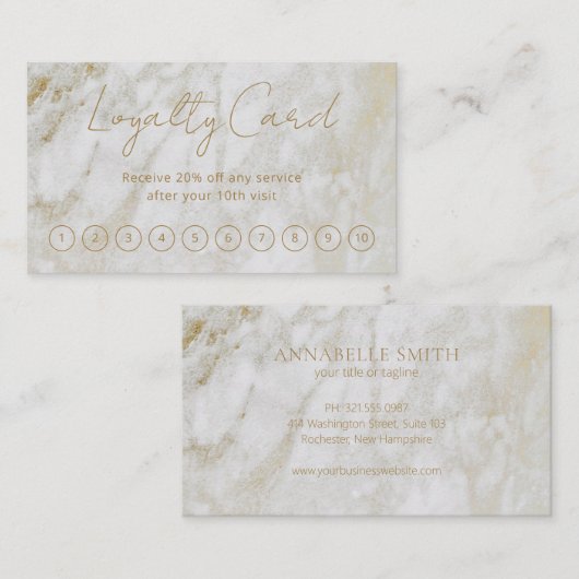 Einfache, elegante Skripte Moderne Gold-Marmor Treuekarte (Vorne/Hinten)