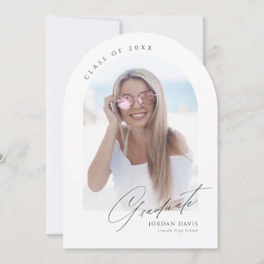 Einfache, elegante Skripte Moderner Abschluss Einladung (Rückseite)