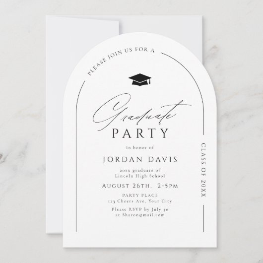 Einfache, elegante Skripte Moderner Abschluss Einladung (Vorderseite)