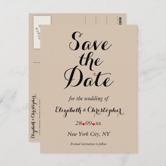 Einfache, elegante Skripte Rustikale Hochzeit Spei Postkarte (Vorne/Hinten)