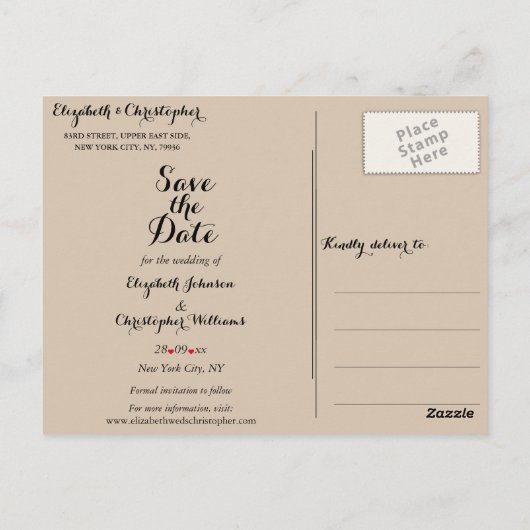 Einfache, elegante Skripte Rustikale Hochzeit Spei Postkarte (Rückseite)