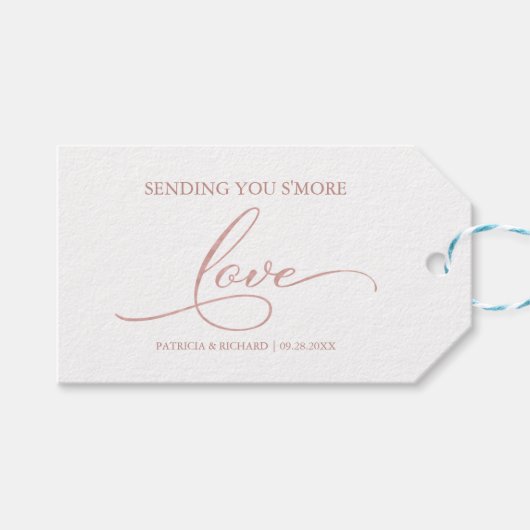 Einfache Elegante Skripte S'more Liebe Gefälligung Geschenkanhänger (Vorderseite (Horizontal))