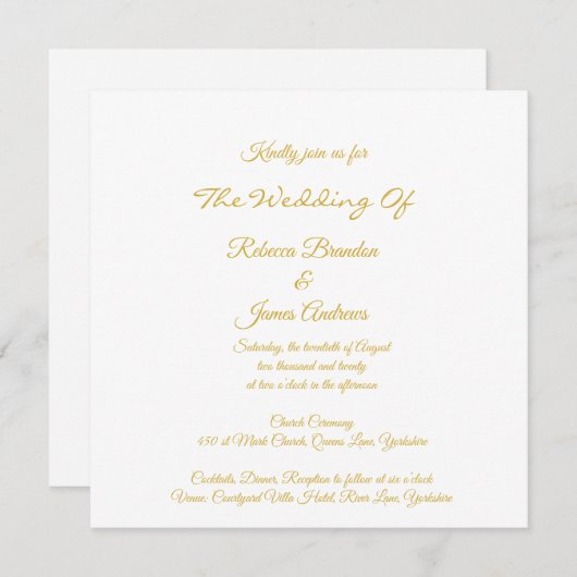 Einfache, elegante Skripteinladung zur Hochzeit | Einladung (Vorne/Hinten)