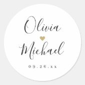 Einfache, elegante Skriptnamen Hochzeit Runder Aufkleber (Vorderseite)