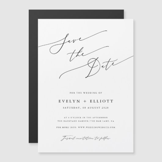 Einfache, elegante SkriptWedding Save the Date Mag Magnetkarte (Vorne/Hinten)