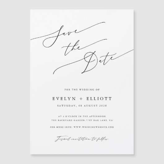Einfache, elegante SkriptWedding Save the Date Mag Magnetkarte (Vorderseite)