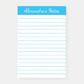Einfache Elegante Sky Blue Lined Personalisiert Post-it Klebezettel (Vorderseite)