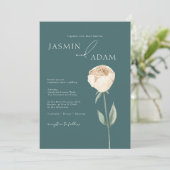 Einfache Elegante Smaragdgrüne Rose Blumenhochzeit Einladung (Stehend Vorderseite)