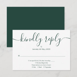Einfache elegante Smaragdgrüne Schrift - Auswahl RSVP Karte