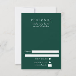 Einfache Elegante Smarald Green Wedding RSVP Karte
