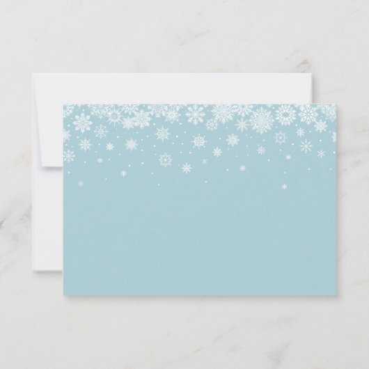 Einfache Elegante Snowflake Light Blue Mahlzeit RSVP Karte (Rückseite)