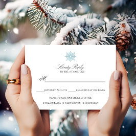 Einfache Elegante Snowflake Light Blue Mahlzeit RSVP Karte