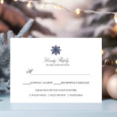 Einfache Elegante Snowflake Navy Blue Mahlzeit RSVP Karte