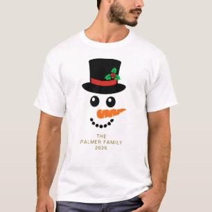 Einfache Elegante Snowman Weihnachtsfamilie T-Shirt