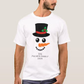 Einfache Elegante Snowman Weihnachtsfamilie T-Shirt (Vorderseite)