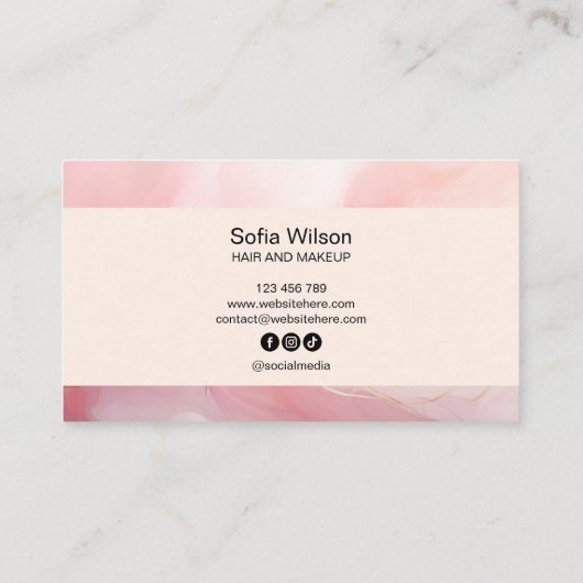 Einfache Elegante Social Media Blush Pink QR Code Visitenkarte (Rückseite)