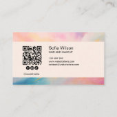 Einfache Elegante Social Media Pastel Sky QR Code Visitenkarte (Rückseite)