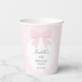 Einfache Elegante Soft Pastel Pink Bow Girl Geburt Pappbecher (Rückseite)