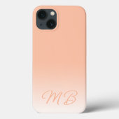 Einfache, elegante Soft Sunny Peach Monogram Case-Mate iPhone Hülle (Rückseite)