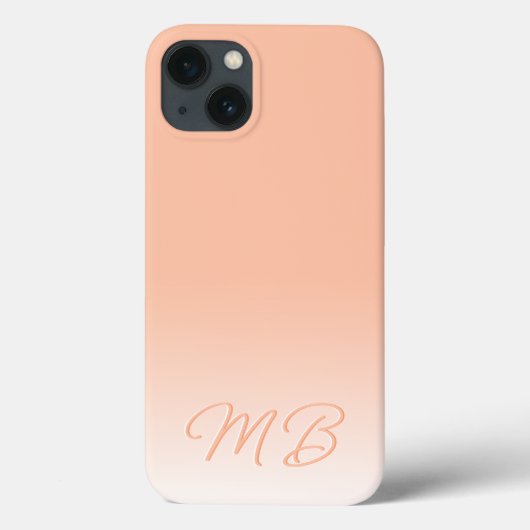 Einfache, elegante Soft Sunny Peach Monogram Case-Mate iPhone Hülle (Rückseite)