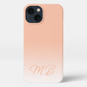 Einfache, elegante Soft Sunny Peach Monogram iPhone Hülle (Rückseite)