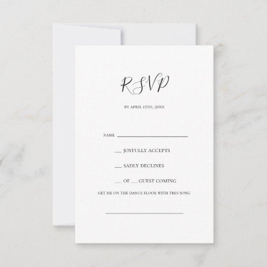 Einfache Elegante Song Request RSVP Card Karte (Vorderseite)