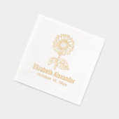 Einfache elegante Sonnenblume #4 Name Datum Servietten Mit Folie (Links)