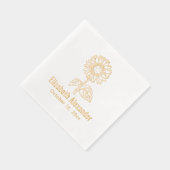 Einfache elegante Sonnenblume #4 Name Datum Servietten Mit Folie (Rechts)