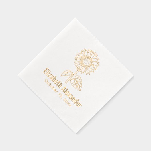 Einfache elegante Sonnenblume #4 Name Datum Servietten Mit Folie (Rechts)