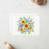 Einfache Elegante Sonnenblume Bouquet Flat Mitteilungskarte (Vorderseite/Rückseite Beispiel)