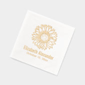 Einfache Elegante Sonnenblumen Bloom #4 Namensdatu Servietten Mit Folie (Links)