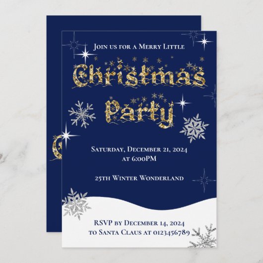 Einfache Elegante Sparkling Weihnachten Glitzer Sp Einladung (Vorne/Hinten)