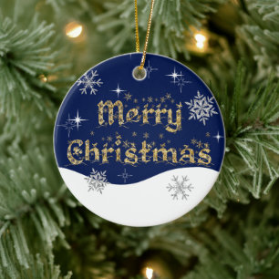 Einfache Elegante Sparkling Weihnachten Glitzer Sp Keramik Ornament