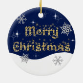 Einfache Elegante Sparkling Weihnachten Glitzer Sp Keramik Ornament (Hinten)