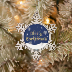 Einfache Elegante Sparkling Weihnachten Glitzer Sp Schneeflocken Zinn-Ornament