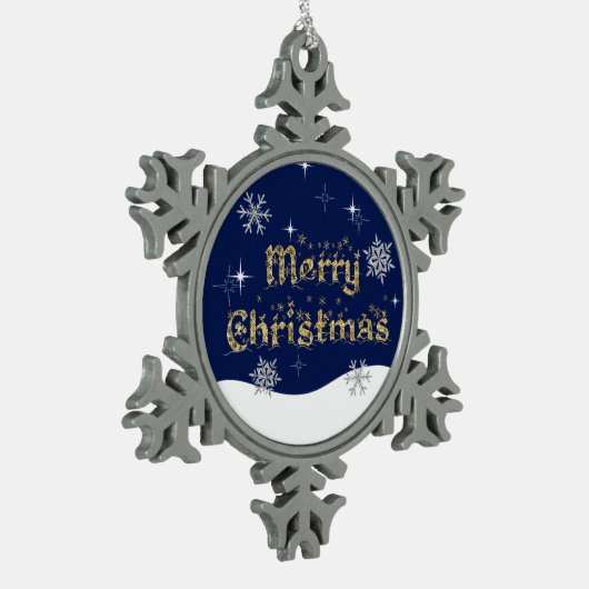 Einfache Elegante Sparkling Weihnachten Glitzer Sp Schneeflocken Zinn-Ornament (Links)
